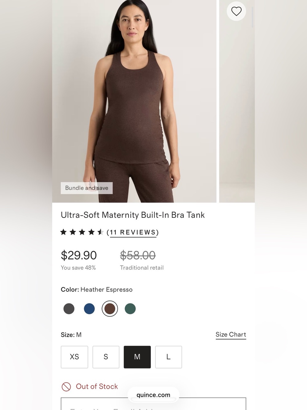 Ultra-Soft Maternity Built-In Bra Tank - Heather Espresso